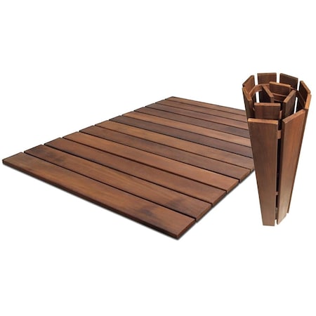 Roll Floor Bathroom Mat 42 in. x 32 in. Non-Slip Thermo-Treated Wood Deck Tile in Brown 11115